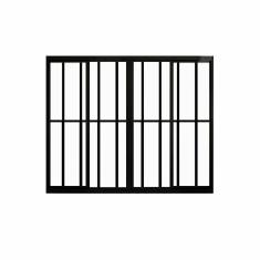Imagem de Janela 4 Folhas de Correr C/ Grade 1.00 X 1.20 Aluminio Preto Linha Modular - Hale