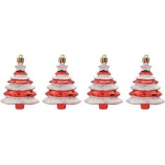 Imagem de 6 peças de 3,5 polegadas em forma de doces enfeites de Natal sortidos de plástico inquebrável de Natal pendurado decoração caixa conjunto feriado decoração de festa de casamento /627 (Size : Tree Red