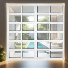 Imagem de Porta de Correr de Aluminio 210x200cm 2 Folhas Moveis e 2 Folhas Fixas Branco