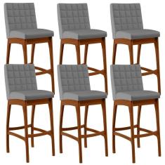 Imagem de Kit 06 Banquetas Altas Mila Facto Cinza Fosco