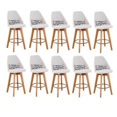 Imagem de Kit 10 Banquetas Linho Bege E Almofada Linhas Coloridas