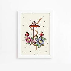 Imagem de Quadro Vintage Moldura  Marinha Âncora 33x43cm