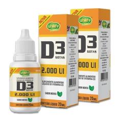 Imagem de Kit 2 Vitamina D3 2.000 UI Unilife Menta 20ml