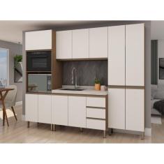 Imagem de Cozinha Completa 4 Peças com Torre Quente e Balcão Sem Tampo Orquídea Genialflex Ébano/Off White