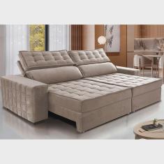 Imagem de Sofá Retrátil e Reclinável 3,15m Cama inBox Big Star com SoftGel D40 Velupluma Bege