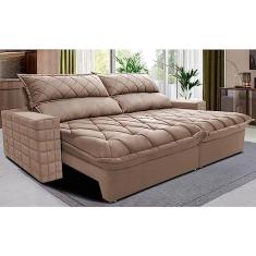 Imagem de Sofá Retrátil e Reclinável 2,75m Molas Ensacadas Cama Inbox Elegance com Thermogel Velusoft Bege