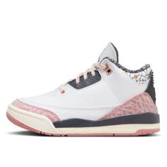 Imagem de Tênis infantil Air Jordan 3 retrô PS 'Vintage Floral' (FQ9174 100), Branco/vermelho antracite, poeira estelar, 15