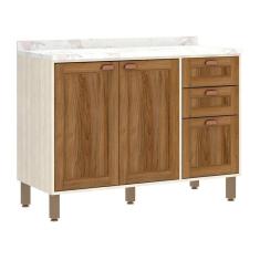 Imagem de Balcão De Cozinha 120cm Com Tampo Sofia Pátina Ff Com Moscatto Ff