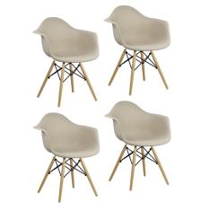 Imagem de Kit 4 Cadeiras Charles Eames Eiffel Design Wood Com Braços