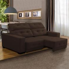 Imagem de Sofá Retrátil Compact 210 Cm Reclinável Mola Bonnel Espuma D26 Suede M