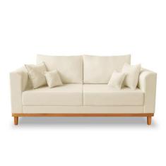 Imagem de Sofá Vintage Viena 3 Lugares Com Almofadas Decorativa Suede Bege - Mad