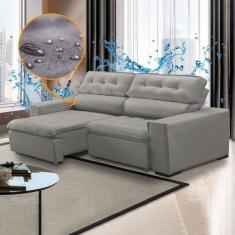 Imagem de Sofá Veludo Impermeável Retrátil Reclinável Chicago 230 Cm Cinza Claro