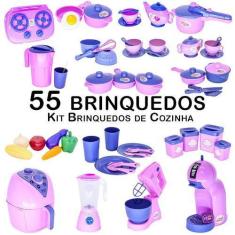 Imagem de Cozinha Infantil Completa Eletro Jogo de Panela Legumes 55pç - Altimar