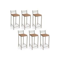 Imagem de Banqueta de Cozinha Gênova B705 Kit 6 Un Niquel - Capuccino - Kappesberg