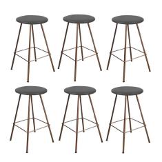 Imagem de Kit 06 Banqueta Alta Loni Eiffel Bronze Cinza