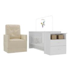Imagem de Berço Cômoda com Poltrona de Amamentação Meu Bebê Multimóveis MP4066, 