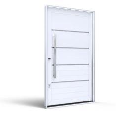 Imagem de Porta de Alumínio Pivotante 225x130cm com Friso Lucasa Alumínios Branco