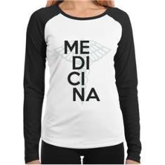 Imagem de Baby Look Raglan Medicina Estudante Manga Longa - Foca Na Moda
