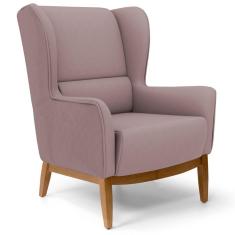 Imagem de Poltrona Decorativa Base Manu Madeira Milena B-305 Veludo Rosê - Domi