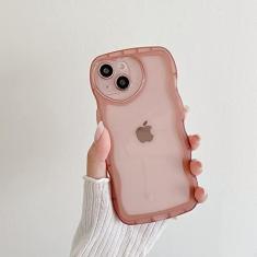 Imagem de Capa de silicone macia ondulada transparente para iPhone 14 13 12 11 Pro Max X XR XS 8 7 Plus Love Heart Lens Protection Capa doce, rosa, para iPhone 13 Pro Max