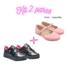 Imagem de Combo Sapatilha Feminina Infantil Lisa Basica Verniz e Tênis Volta as aulas da Magia de Criança-Feminino