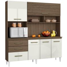 Imagem de Cozinha Modulada 5 Portas, 3 Gavetas E 3 Prateleiras Lory Ambar E Off White - Meu Estofado