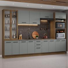 Imagem de Armário de Cozinha Completa 340cm Rustic/Cinza Agata Madesa 01