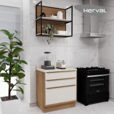 Imagem de Cozinha Modulada Pequena Com Tampo Herval Ten, 3 Peças, 100% Mdf, 80 C