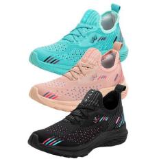 Imagem de Kit 3 Pares Tênis Feminino Olimp para Caminhada Treino Vili, 34, Ptopi