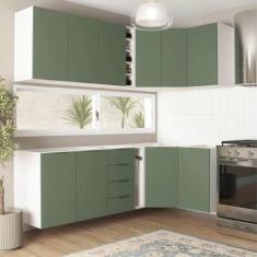 Imagem de Cozinha Modulada 8 Peças Sem Tampo Ipanema Cabecasa Madeiramadeira Verde Folha