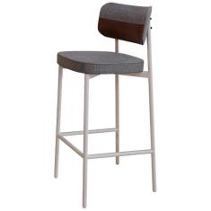 Imagem de Banqueta Alta Bar Cozinha Sala De Jantar Aço Branco Kaira C01 Linho Ci