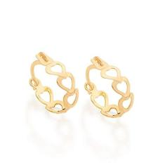 Imagem de BRINCO ARGOLA COM CORAÇÕES LISOS VAZADOS. MED 1,5 CM DIÂMETRO