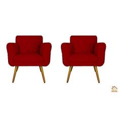 Imagem de Kit 02 Poltronas Decorativa Sala Recepção Em Tressê Isabella Suede - DL DECOR