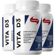 Imagem de Kit 3 Vita D3 Vitamina D 60 Cápsulas Vitafor