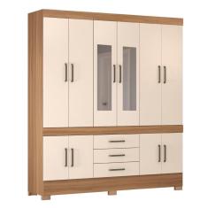 Imagem de Guarda Roupa Casal 10 Portas Com Espelho E 3 Gavetas New Murano Amêndola Touch-off Whit