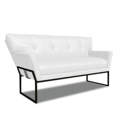 Imagem de Sofá Namoradeira 2 Lug Industrial Pto Anitta Sintético PU Branco D03 - D'Rossi