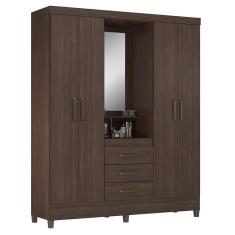 Imagem de Guarda Roupa Capelinha Pérsia 4 Portas Café Touch Com Espelho - Demóbile Café Touch