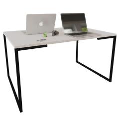 Imagem de Mesa Escrivaninha Adele 120cm Tampo Branco Base Preto - Montanaris Decor