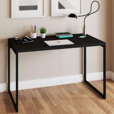 Imagem de Mesa Escrivaninha Estilo Industrial Aço 120 ônix/Preto - Panorama Móveis