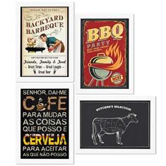 Imagem de Quadros Churrasco Moldura  33x43cm 4un