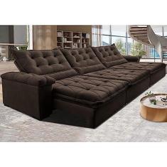 Imagem de Sofá Retrátil e Reclinável 3,85m Cama Inbox Big Fresh com Softgeld40 Velupluma Café