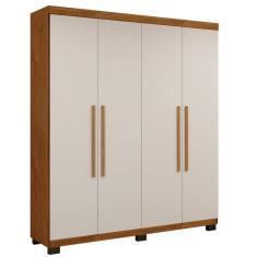 Imagem de Guarda Roupa Master 4 Portas 3 Gavetas Em Mdf Benetil Móveis Cinamomo Com Off White