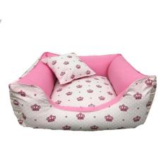Imagem de Cama Pet + Almofada P Cachorro Médio - Coroa Rosa/Pink