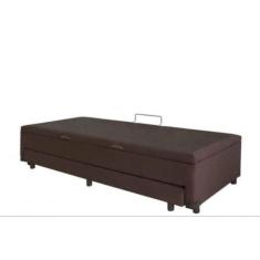 Imagem de Cama Box Baú Solteiro Com Auxiliar Suede Marrom (Espuma Só Na Auxiliar