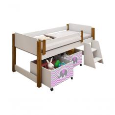 Imagem de Cama Infantil Naty Com Adesivo Rosa Elefante Solteiro