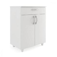 Imagem de Balcão Multiuso Duna 2 Portas 1 Gaveta Branco Fiorello Branco Brilho