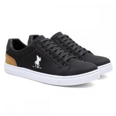 Imagem de Tênis Casual Com Sola Reta Fecho Em Cadarço E Detalhes Bordados Masculino-Masculino