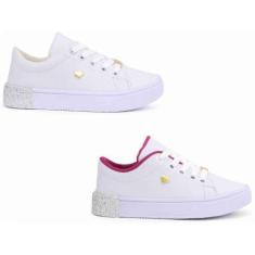 Imagem de Kit Dois Pares De Tênis Infantil Confortável Feminino Versátil Dia a D