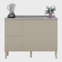 Imagem de Balcão de Cozinha Com Pia Inox 120cm Minsk K02 Vanilla - Mpozenato