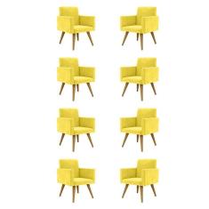 Imagem de Kit 08 Cadeiras Poltronas Decorativa - Escritório - Recepção Cor:amarelo
